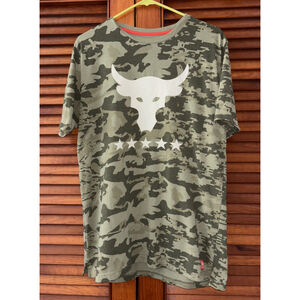 Under Armour Project Rock Shirt Green Camo By Land By Air By Sea Size MD